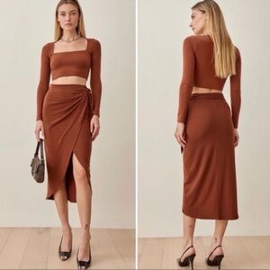 Reformation Tessa Knit Two Piece in Chestnut